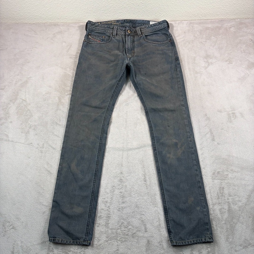 DIESEL Thavar Slim Skinny Jeans Men 32x34 Blue Wash 0808Z Zip Fly Italy Made